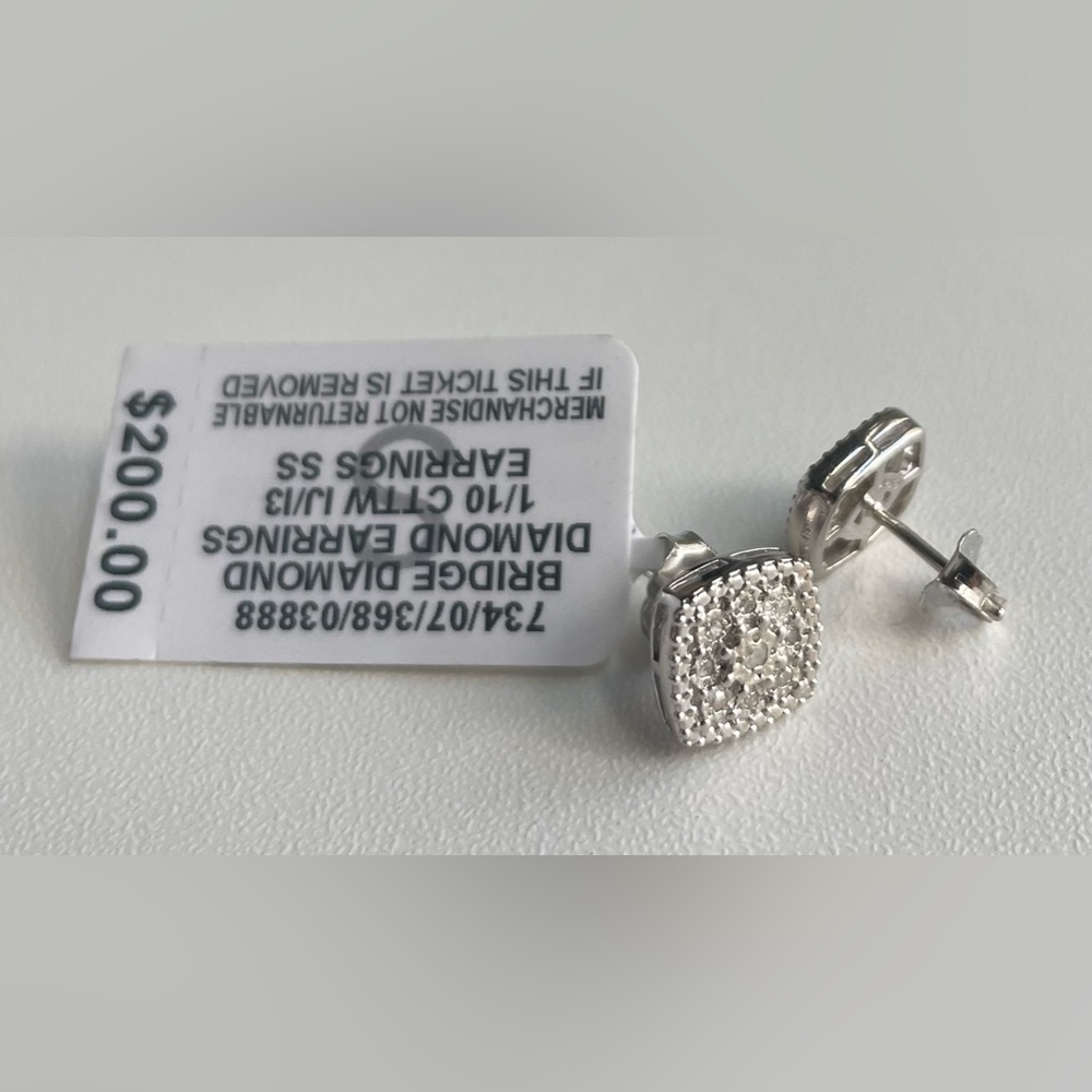 Bridge Diamond Earrings 1/10 CTTW From Macys - Tags on